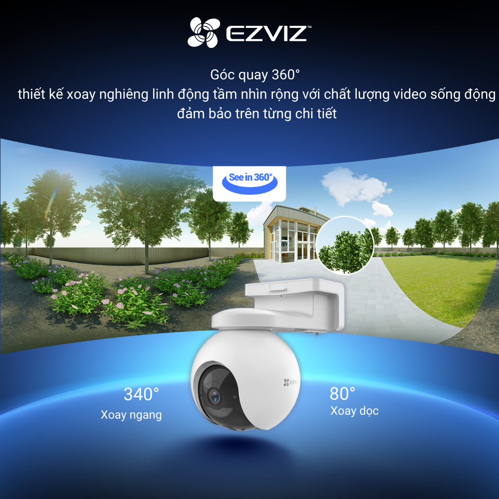 Ảnh Camera Pin Sạc Ngoài Trời Dùng Sim 4G EB8 EVZIZ 2K Quay 360 độ, Có Màu Ban Đêm 2