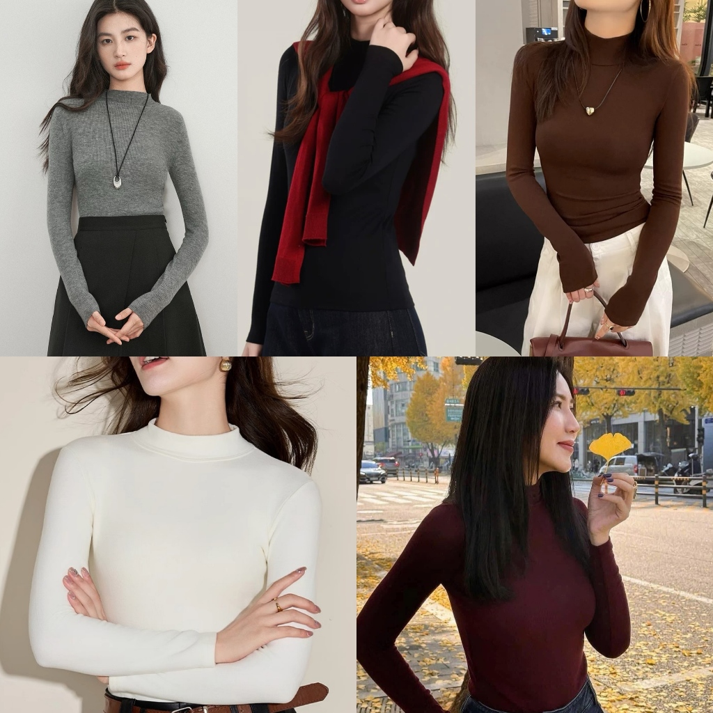 Áo thun dài tay cổ 3p siêu co giãn chất cotton mịn dày dặn Justdun A99