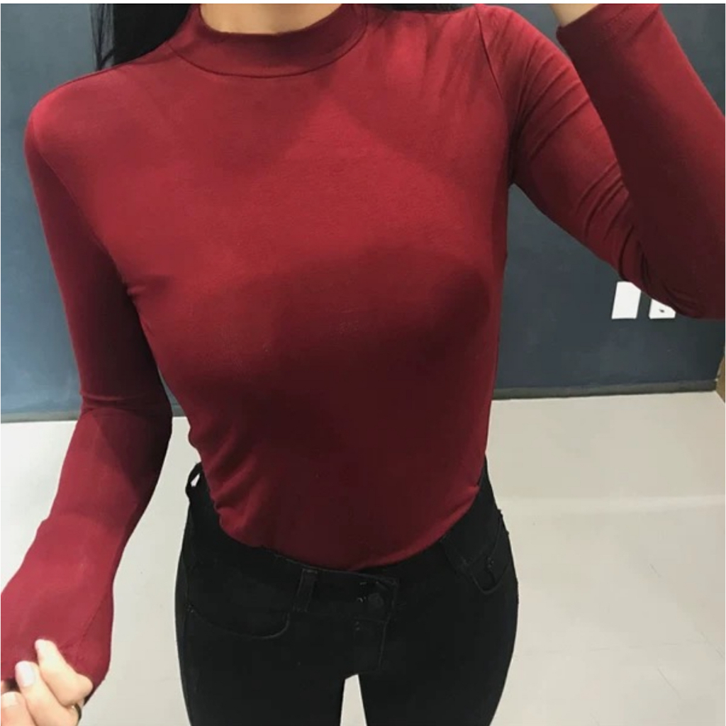 Áo thun dài tay cổ 3p siêu co giãn chất cotton mịn dày dặn Justdun A99