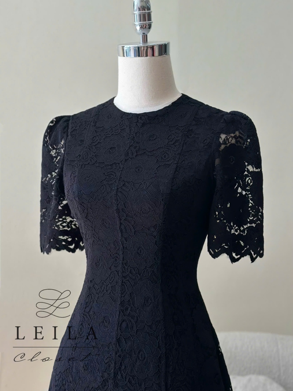 Ảnh LEILA CLOSET | Đầm thiết kế Linee Đen ren dệt hoa, chiết eo tôn dáng, tùng xoè dài thướt tha 1