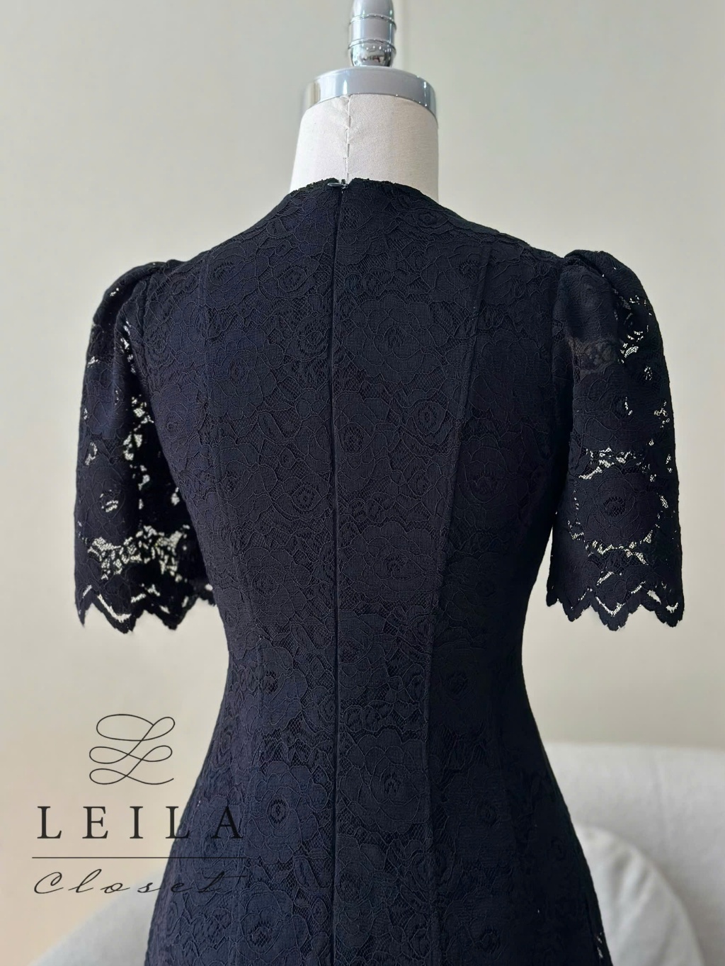 Ảnh LEILA CLOSET | Đầm thiết kế Linee Đen ren dệt hoa, chiết eo tôn dáng, tùng xoè dài thướt tha 3