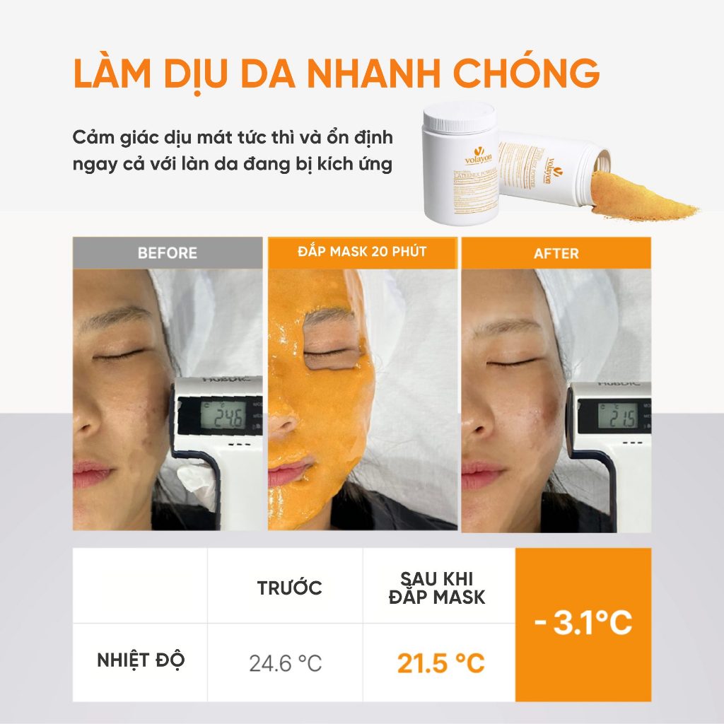Ảnh Mặt Nạ Dẻo Dưỡng Trắng Chống Lão Hóa Dưỡng Ẩm Vitamin C Niacinamide Volayon Lateenix Powder 500g 4
