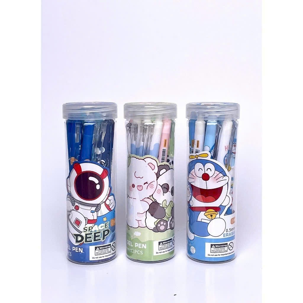 Bút Gel Đầu Bấm Tẩy Xóa Được (mực Xanh/Tím/Đen) mực đậm và đều