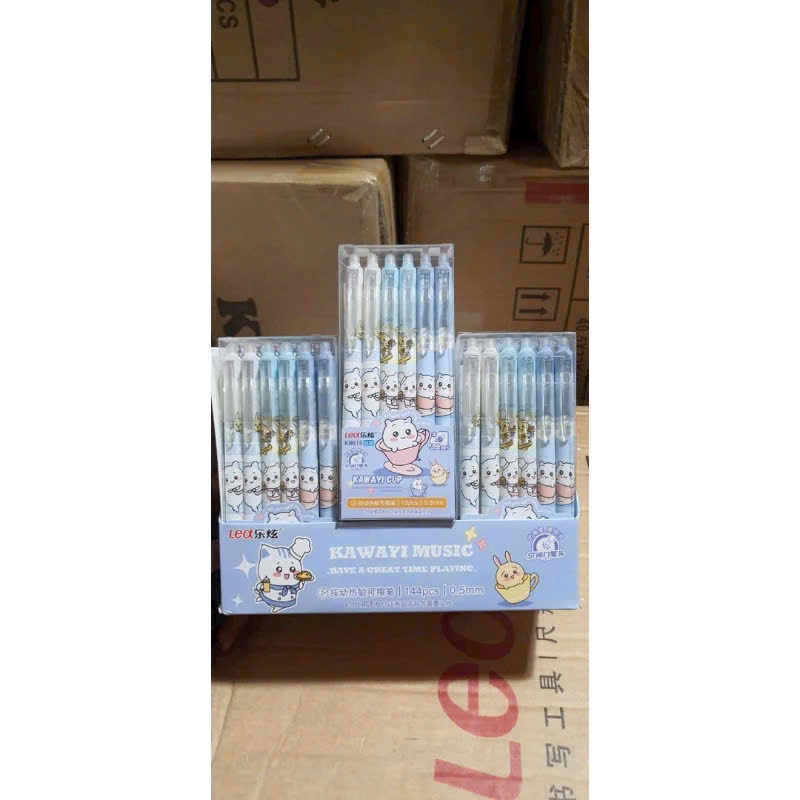Bút Gel Đầu Bấm Tẩy Xóa Được (mực Xanh/Tím/Đen) mực đậm và đều