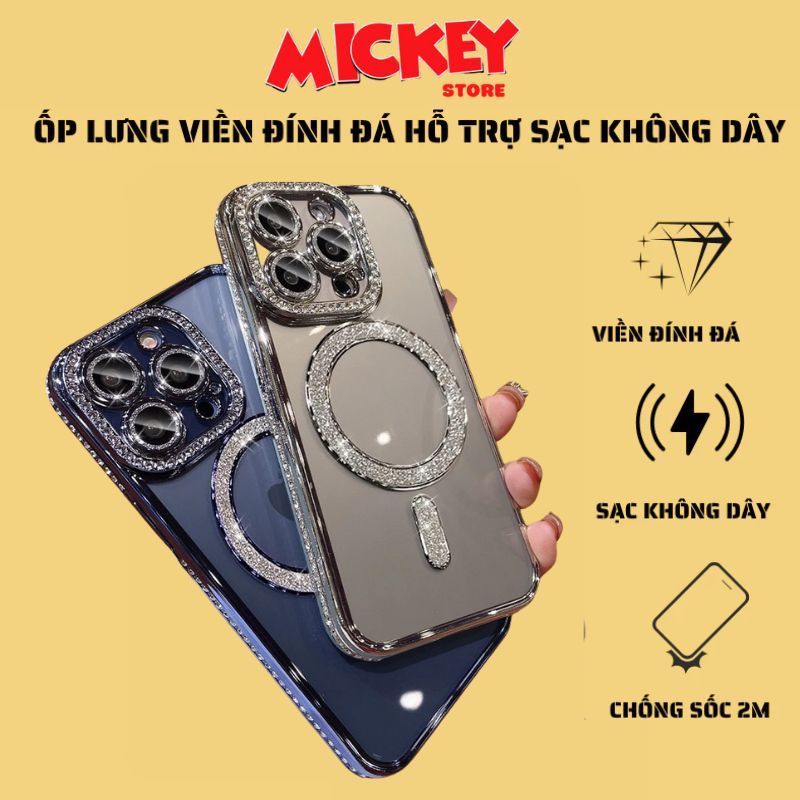 Ốp lưng đính đá hỗ trợ sạc không dây IPhone 17Promax 17Pro 17Air 17 17 16 15 14 13 12 11Promax