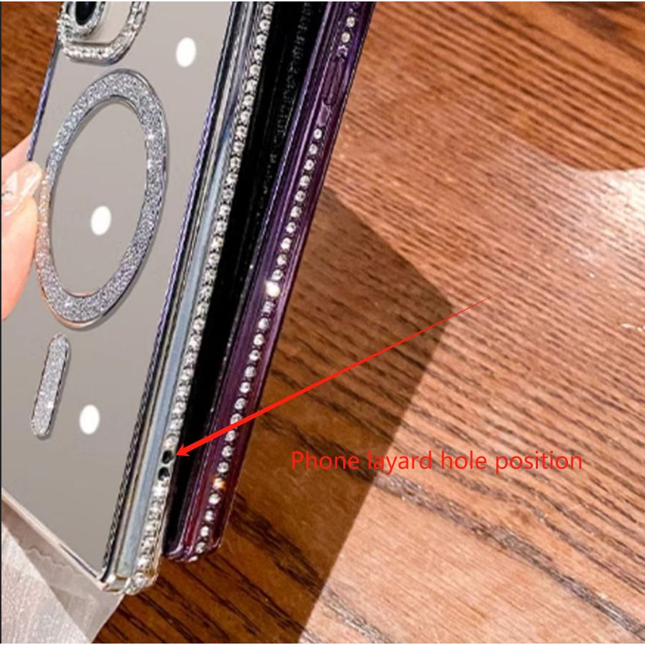 Ốp lưng đính đá hỗ trợ sạc không dây IPhone 17Promax 17Pro 17Air 17 17 16 15 14 13 12 11Promax
