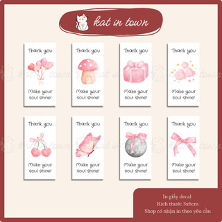 [KatinTown] Set 100 Nhãn Dán Decal Cắt Bế Niên Phong Cảm Ơn Dễ Thương Thiết Kế Hiện Đại Có Cán Màng