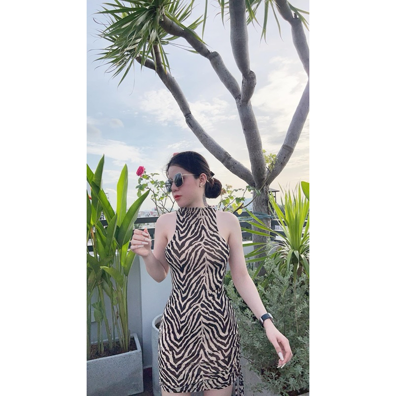 Đầm body / đầm ba lỗ / đầm ôm/đầm sát nách in3D hoạ tiết rằn ri hotgirl xinh xắn