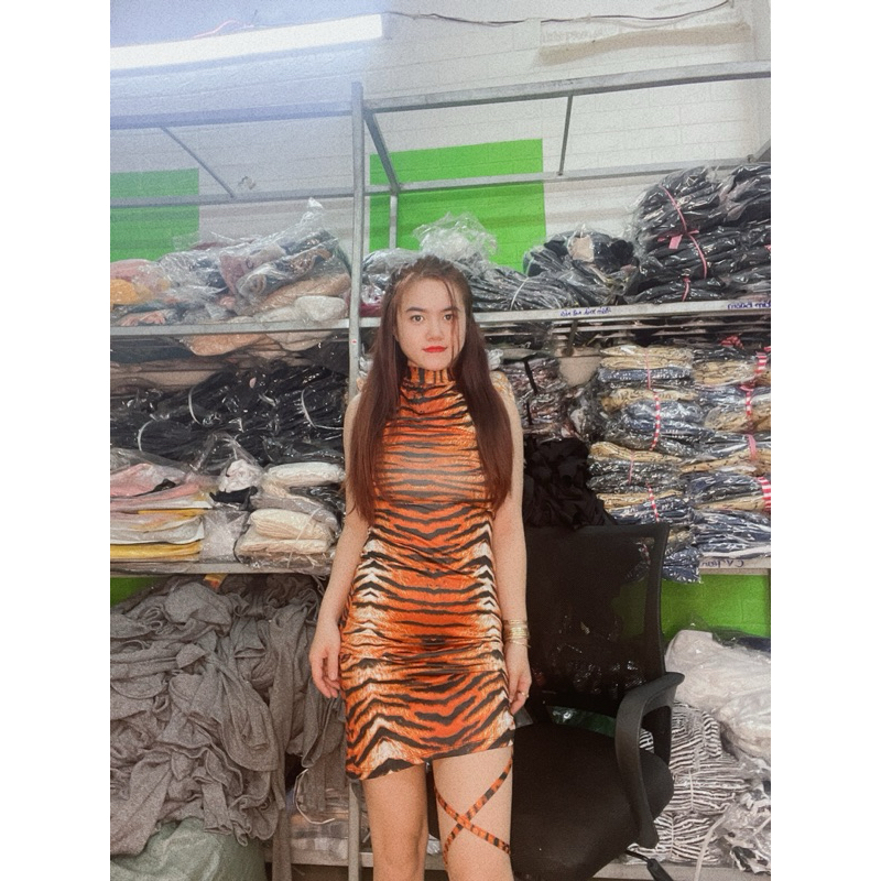 Đầm body / đầm ba lỗ / đầm ôm/đầm sát nách in3D hoạ tiết rằn ri hotgirl xinh xắn