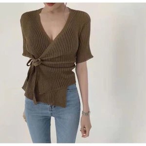 Áo len ca di gan , áo nữ, áo kiểu, áo len dệt kim kiểu đắp chéo hàng Quảng Châu