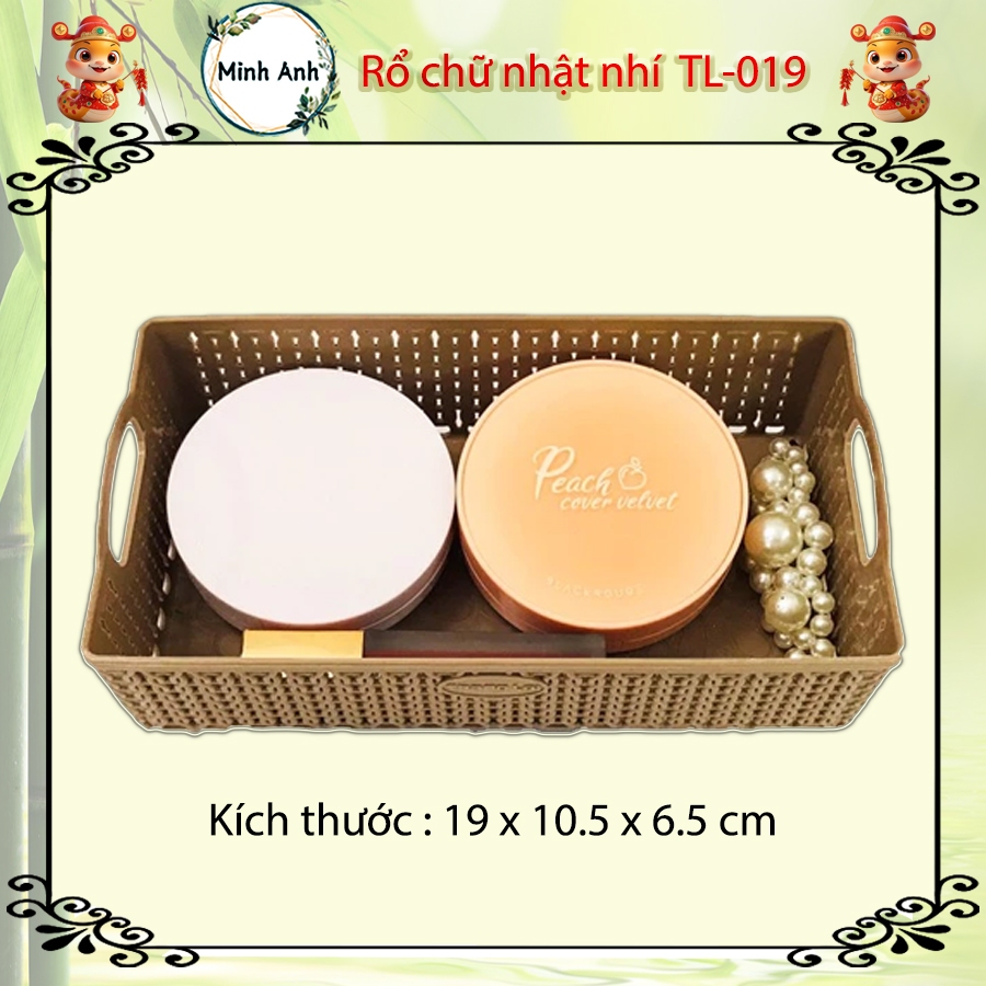 [Hỏa tốc] Rổ TL-019 nhựa chữ nhật nhỏ [ màu : Nâu gỗ ] , cao, công nghiệp, giá rẻ khay