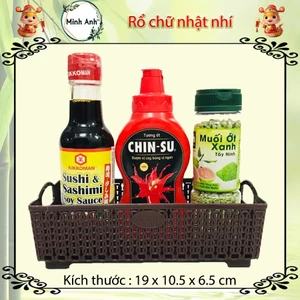 Rổ TL-019 nhựa chữ nhật nhỏ [ màu : Nâu gỗ ] , cao, công nghiệp, giá rẻ khay