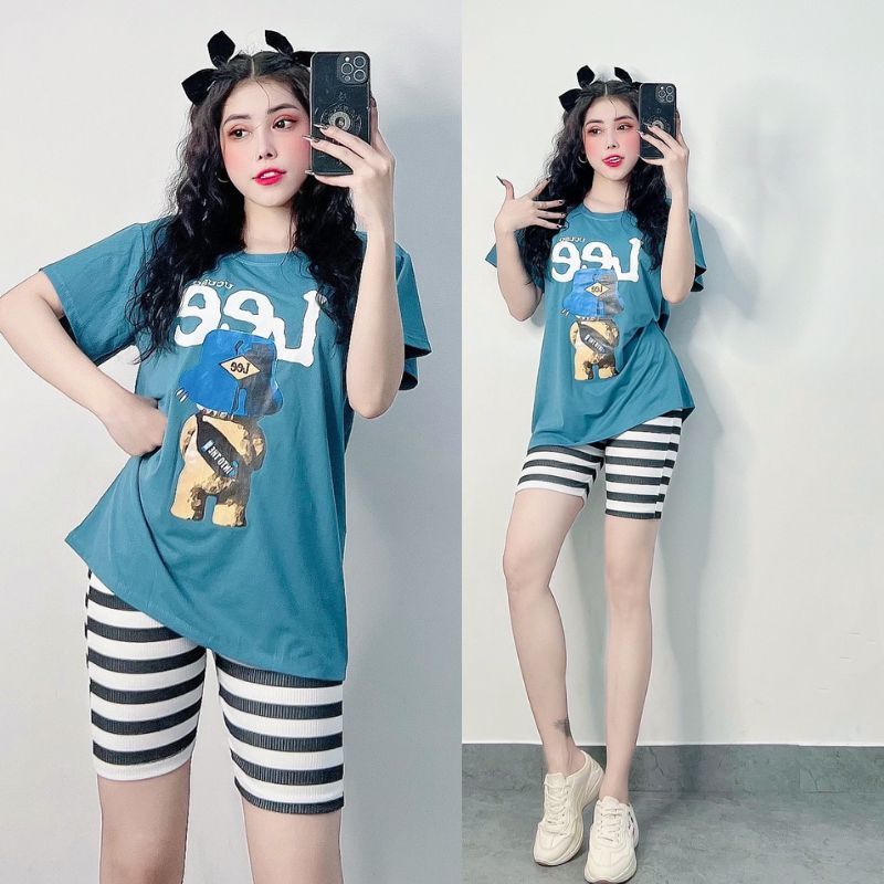 Đồ bộ nữ bigsize ESHOP đồ bộ mặc nhà áo xẻ tà một bên quần lửng ngố thun gân đẹp dễ thương đi chơi ngủ cute DB40