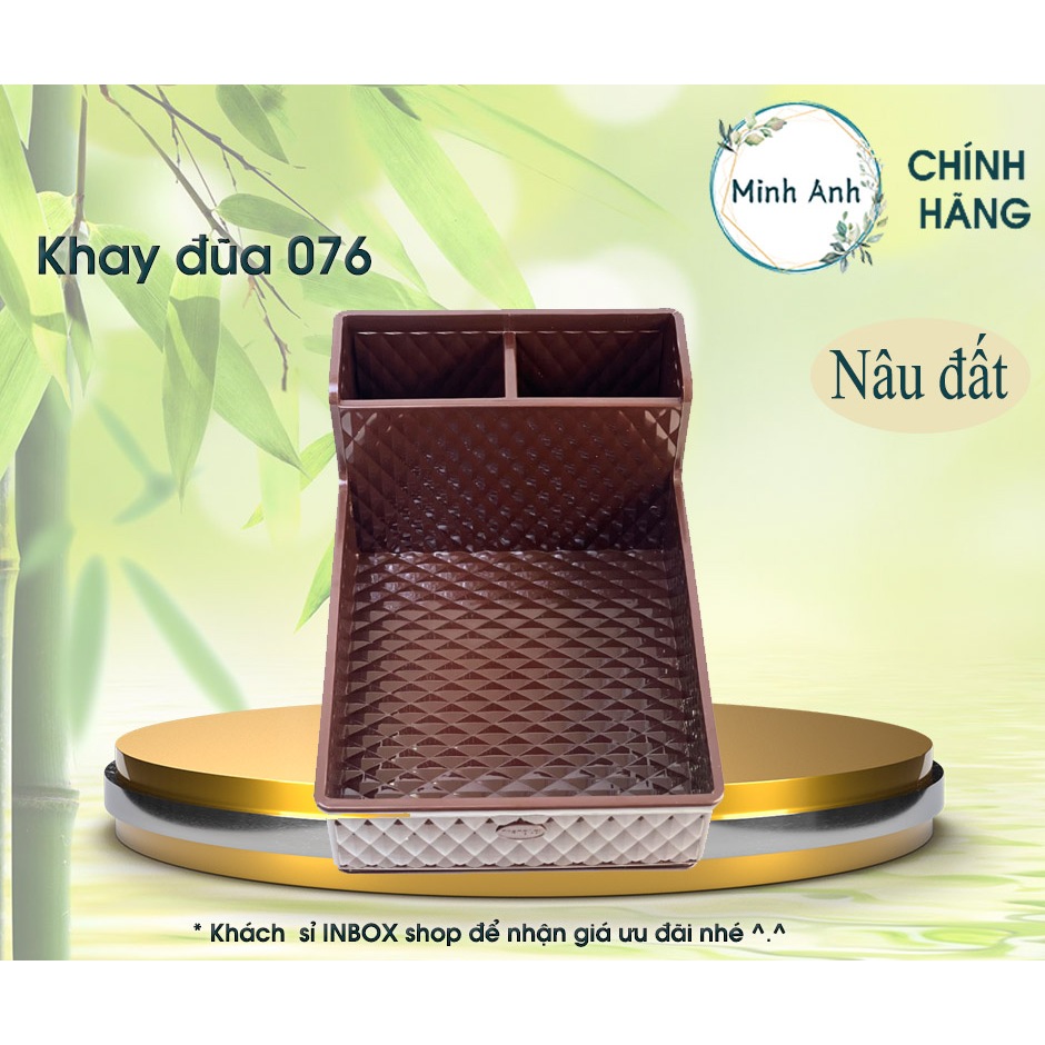 [ XUẤT VAT ]  [Hỏa tốc] Hộp đựng đũa thìa bằng nhựa giả gỗ quán cơm, nhà hàng, giá rẻ 071.075.076. khay