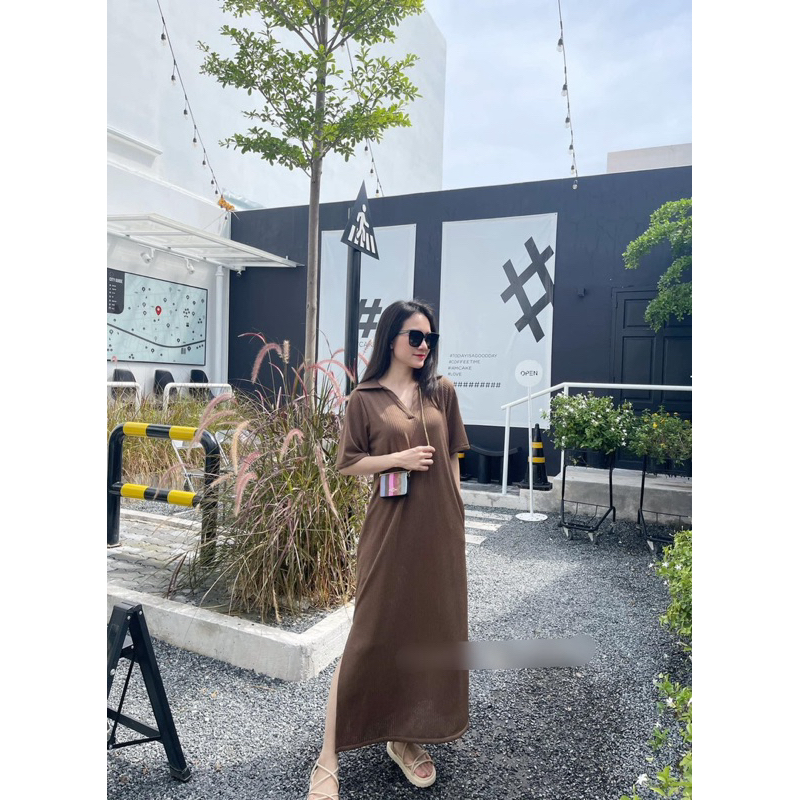 Đầm bigsize / Đầm tay lỡ cổ trụ fom rộng / đầm xẻ tà tay ngắn cổ trụ bầu bí dưới 65kí bao mặc đẹp