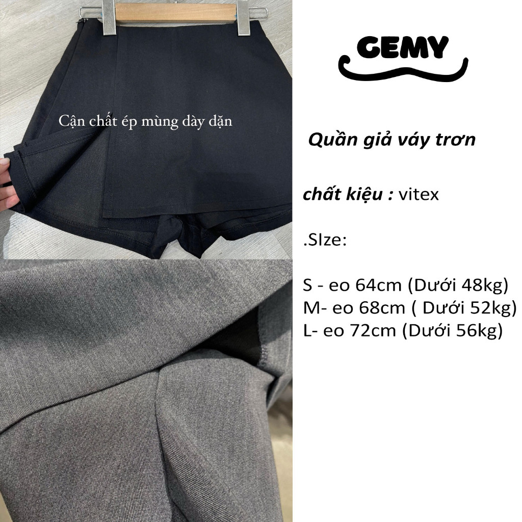 Quần giả váy cách điệu có xẻ dáng chữ A chất vải dày dặn 1101