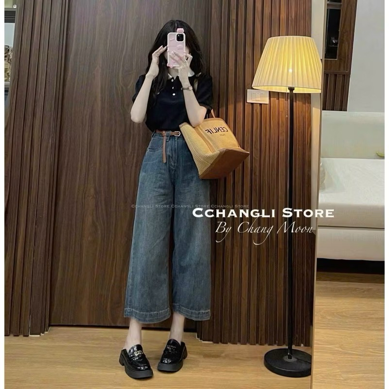Quần bò jean dáng nấm ống rộng (~ 82cm)