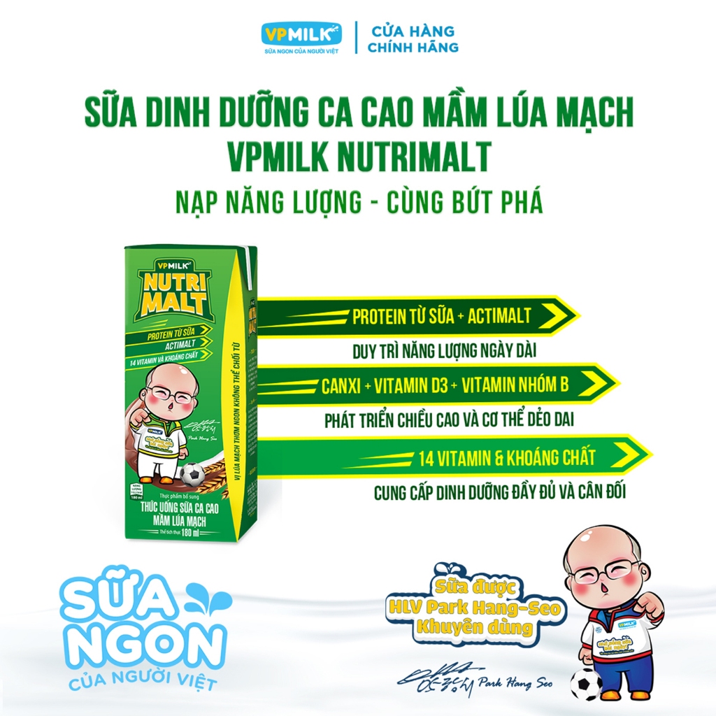 Ảnh Sữa ca cao mầm lúa mạch đen VPMilk Nutrimalt 180ml (thùng 48 hộp) 3