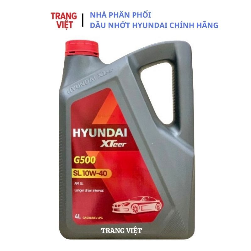 Nhớt ô tô máy xăng HYUNDAI XTEER Gasoline G500 10W40 SL 4L | Shopee ...
