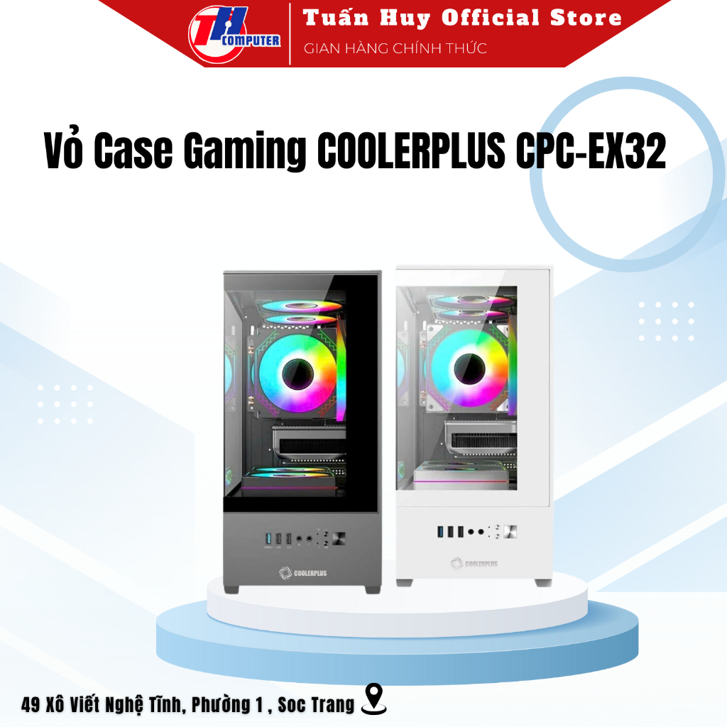 Vỏ Case Gaming COOLERPLUS CPC-EX32 màu đen/ trắng kích thước nhỏ gọn ...