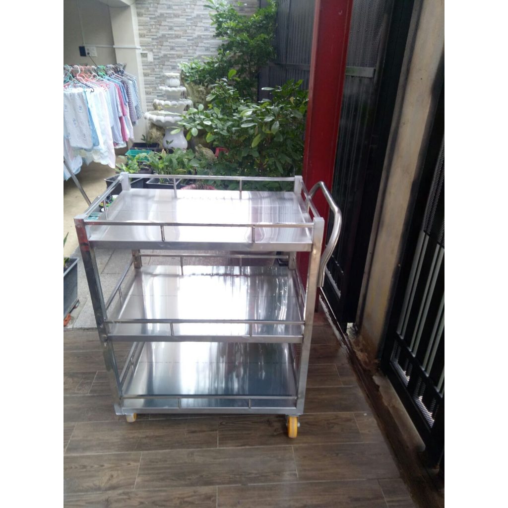 KỆ ĐẨY THỨC ĂN INOX 3 TẦNG 50CM X 80CM | Shopee Việt Nam