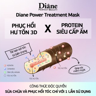 Mặt nạ tóc 6in1 phục hồi khô xơ chẻ ngọn gãy rụng giữ màu tóc nhuộm Diane Power Treatment Mask