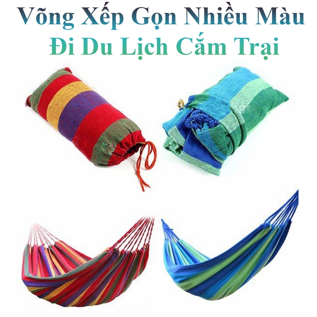 Võng Xếp Gọn Nhiều Màu Tiện Dụng Khi Đi Du Lịch Cắm Trại Bền Đẹp Kèm Dây Dù 2M