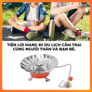 Bếp Ga Mini Du Lịch Xếp Gọn - Bếp Gas Đơn Nhỏ Gọn - Mẫu Mới Có Chắn Gió - Không Kèm Bình Ga