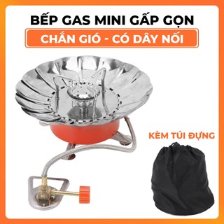Bếp Ga Mini Du Lịch Xếp Gọn - Bếp Gas Đơn Nhỏ Gọn - Mẫu Mới Có Chắn Gió - Không Kèm Bình Ga