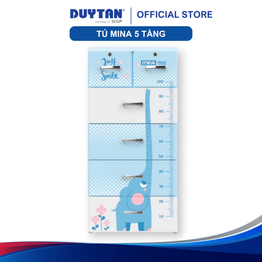 Tủ Mina 5 tầng DUY TÂN nhựa PP/ABS, bao gồm 4 hộc lớn và 2 hộc nhỏ, tủ quần áo đa năng, tiện lợi