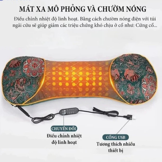 Gối Ngải Cứu Làm Nóng Cổ Giúp Giảm Đau Vai Gáy Cổ, Gối Kê Cổ Thảo Dược Hương Thơm Thảo Mộc