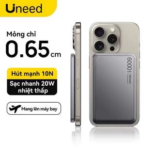 UNEED Cục Sạc Dự Phòng Mini 12000/6000mAh Hút Từ Mạnh – Sạc Không Dây Phone, Siêu Mỏng 0.65cm, 20W