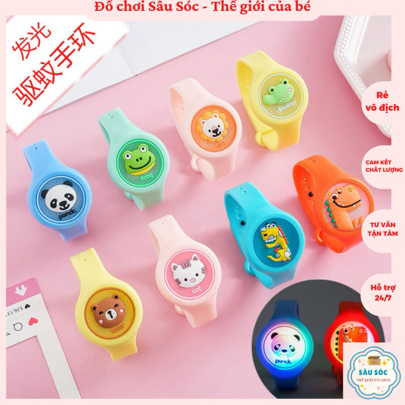 Đồng Hồ Đeo Tay Kèm Tinh Dầu Đuổi Muỗi Phát Sáng Hoạt Hình Dễ Thương Cho Bé (Có Hộp)