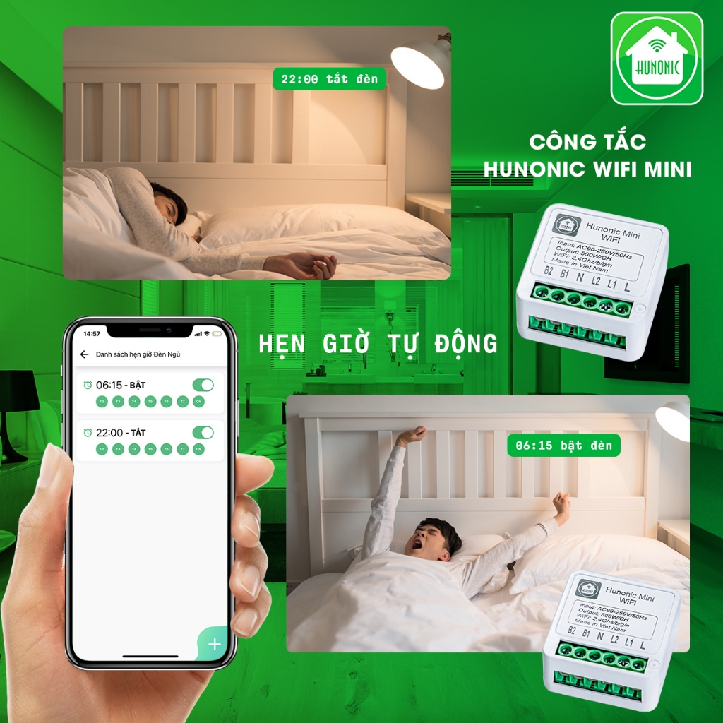 Công Tắc Thông Minh Wifi Hunonic Mini Điều Khiển Từ Xa Qua Điện Thoại ...
