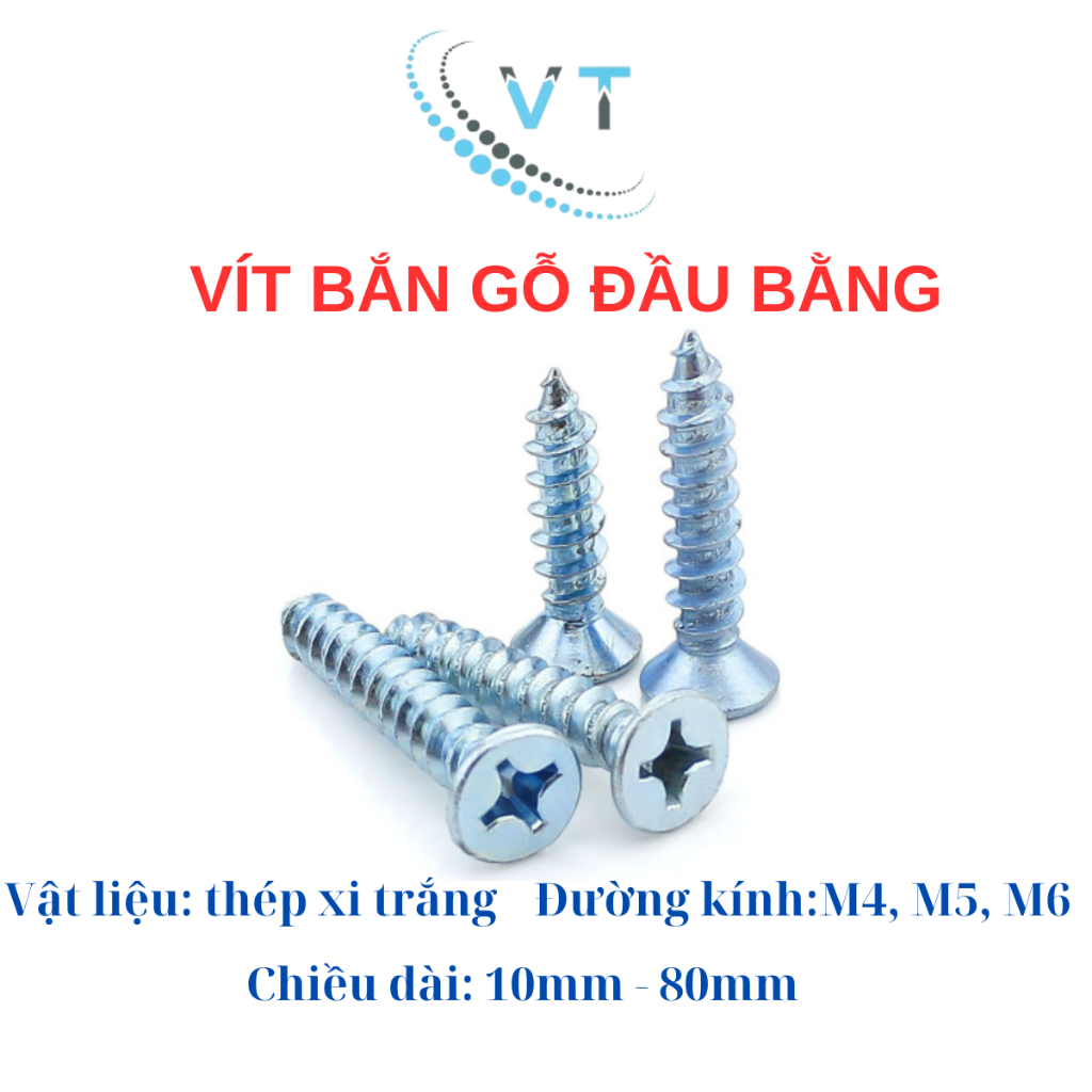 100g vít trắng mạ kẽm 4mm bắt nở (tắc kê) nhựa bắn vào tường, gỗ, nhựa đủ kích cỡ - 100g