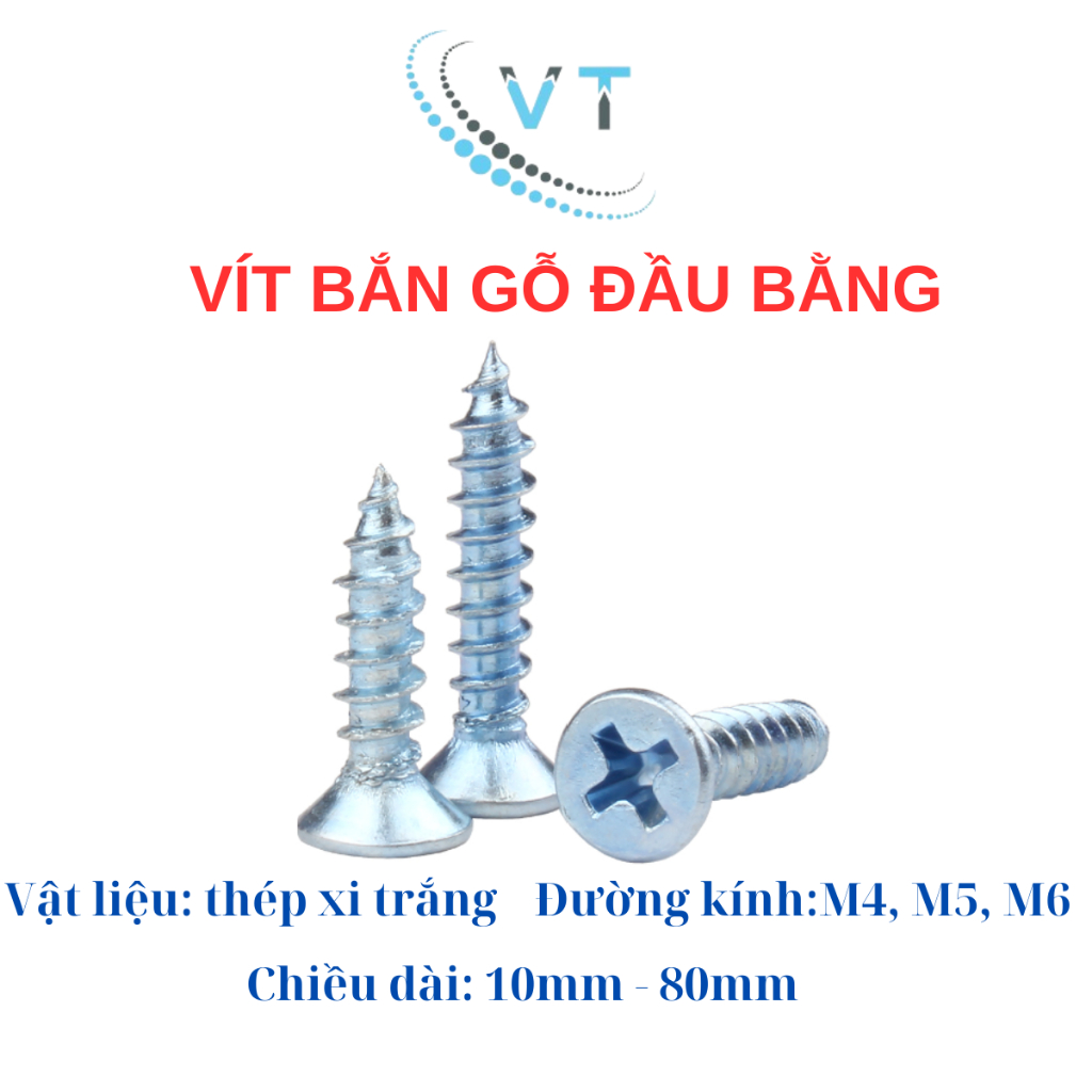 Vít trắng mạ kẽm bắt nở nhựa, tắc kê nhựa bắn vào tường, gỗ, nhựa đủ kích cỡ (100 con)