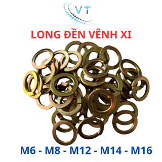 Long đen vênh, Long đền vênh, Vòng đệm kênh xi 7 màu M6, M8, M10, M12, M14,M16 (túi 50 con)