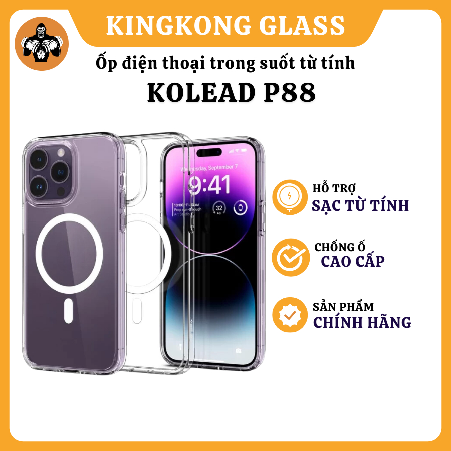 Ốp lưng nhựa cứng trong suốt chống ố vàng cao cấp KOLEAD P88 từ tính cho iphone XR XSM 11 12 13 14 15 Pro Promax