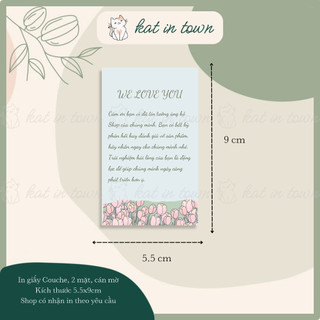 [KatinTown] Card Cảm Ơn, Thank You Thỏ và Gấu Xanh Pastel - Size 9x5.5cm - Giấy Couche