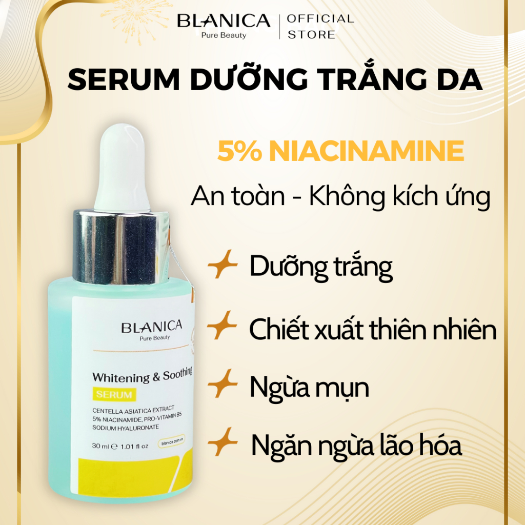 Ảnh Serum dưỡng trắng mờ thâm sạm da và cấp ẩm BLANICA Whitening & Soothing Serum 30ml 1