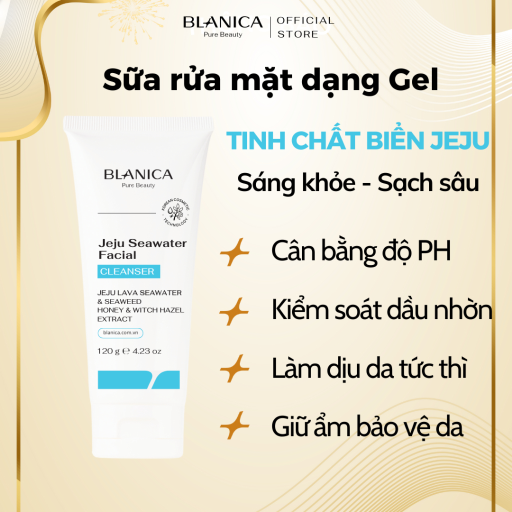 Ảnh Sữa rửa mặt chứa nước biển sâu Jeju BLANICA Jeju Sea Water Facial Cleanser giúp làm sạch sâu dịu nhẹ dạng gel 120g 1