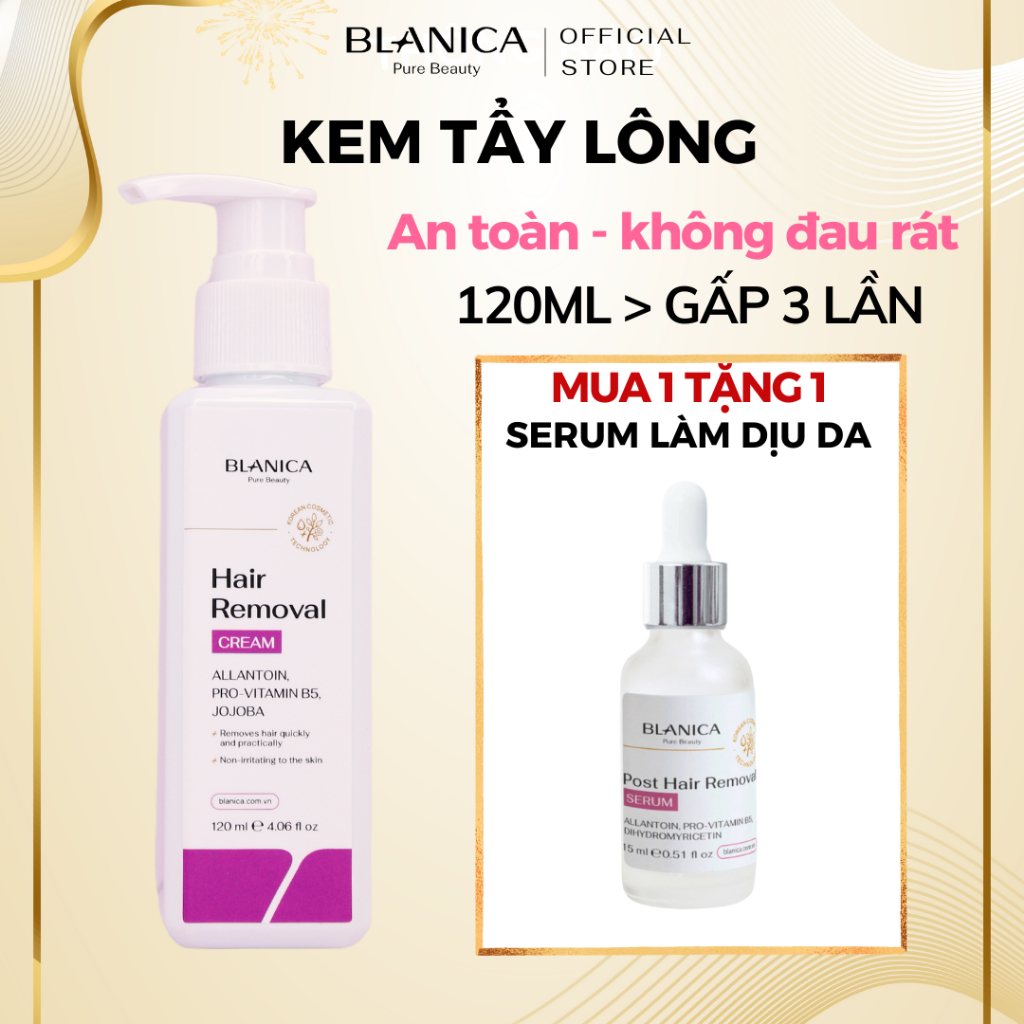 Ảnh Kem tẩy lông BLANICA Hair Removal Cream tẩy sạch lông vùng kín, tay, chân, nách an toàn, không đau rát 120g 1
