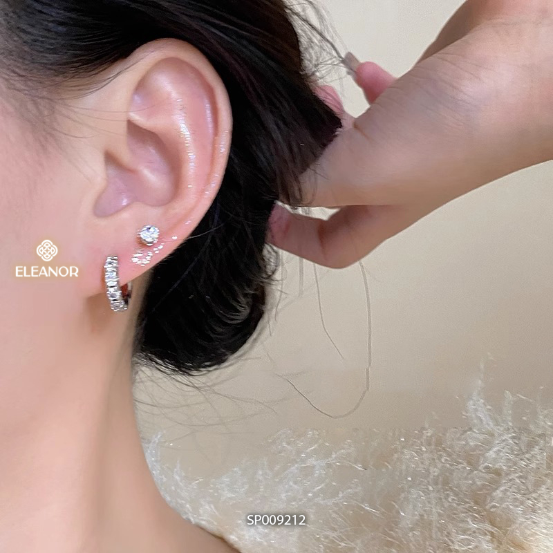 Set bông tai nữ chuôi bạc 925 Eleanor Accessories tròn đính đá phụ kiện trang sức khuyên tai 9212