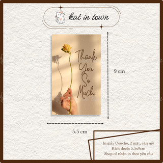 [KatinTown] Card Cảm Ơn, Thank You Hoa Vàng - Size 9x5.5cm - Giấy Couche Cán Màng Mờ 2 Mặt