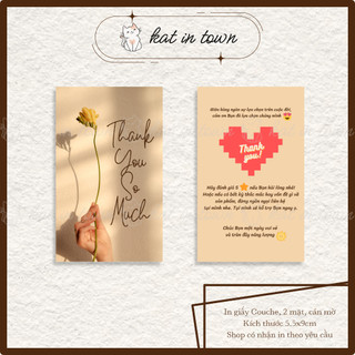 [KatinTown] Card Cảm Ơn, Thank You Hoa Vàng - Size 9x5.5cm - Giấy Couche Cán Màng Mờ 2 Mặt