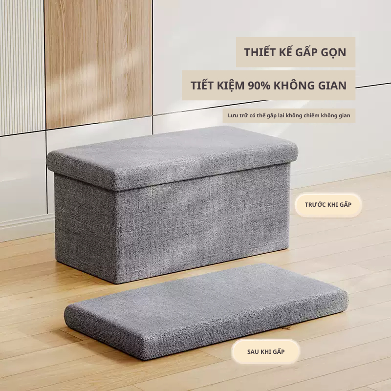Hộp đựng đồ đa năng kiêm ghế ngồi sofa, khung gỗ MDF bọc vải Cationic cao cấp, chịu tải cao, gấp gọn TD62