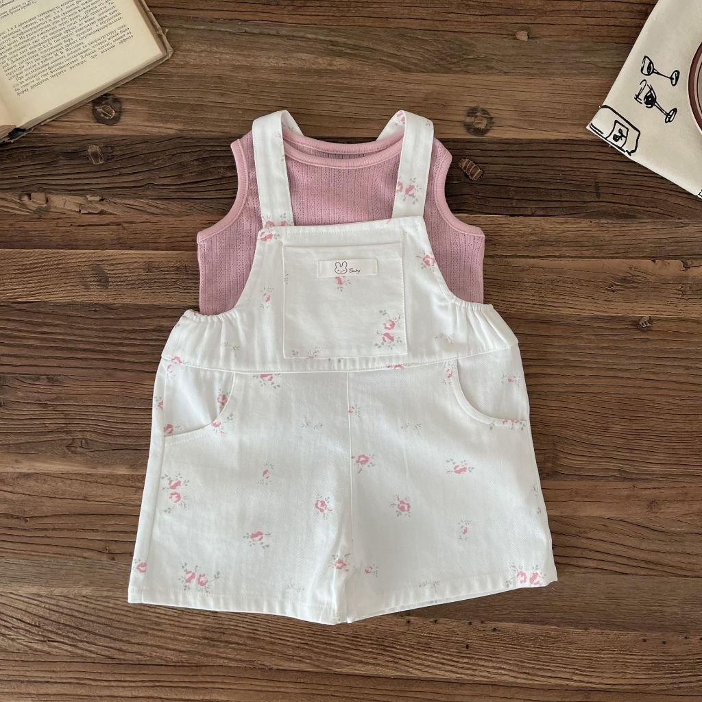 (HÀNG CÓ SẴN) QC Set yếm kèm áo cover Hàn Quốc hàng quảng châu cho bé gái 6-14kg