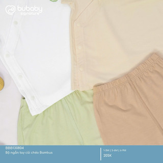 BuBaby Bộ ngắn tay cài chéo Bambus cao cấp cho bé trai và bé gái BBB130804