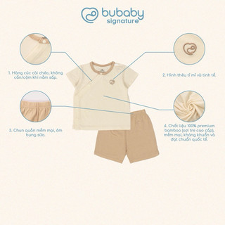 BuBaby Bộ ngắn tay cài chéo Bambus cao cấp cho bé trai và bé gái BBB130804