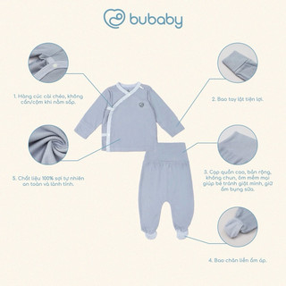 BuBaby Bộ dài tay cài chéo Siro cao cấp cho bé trai và bé gái BSR110806